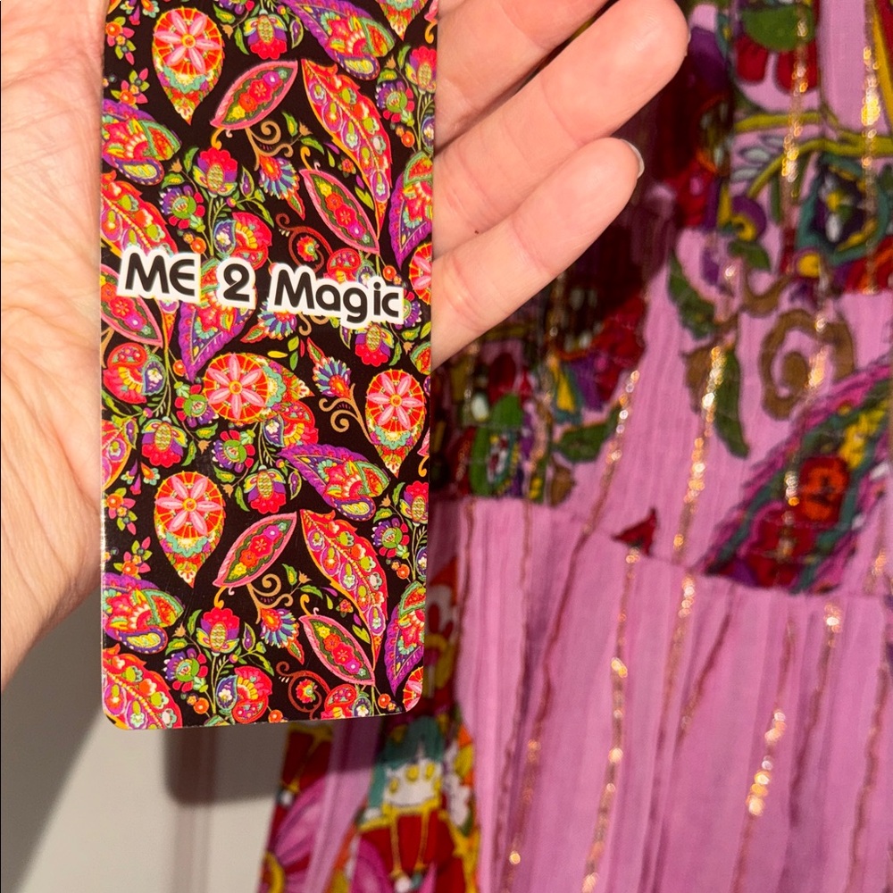 Pink Floral Maxi Dress with Puff Sleeves - Picture 5 of 10